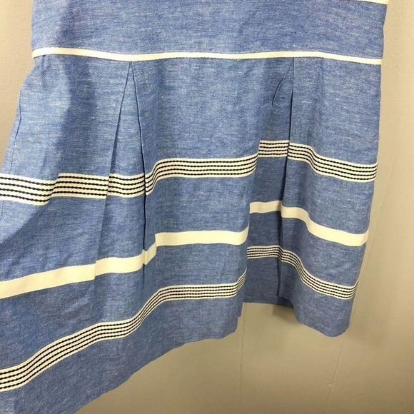 Ann Taylor Linen Blend Light Blue & White Textured Stripe Flare Dress -Size 2 - Picture 6 of 7
